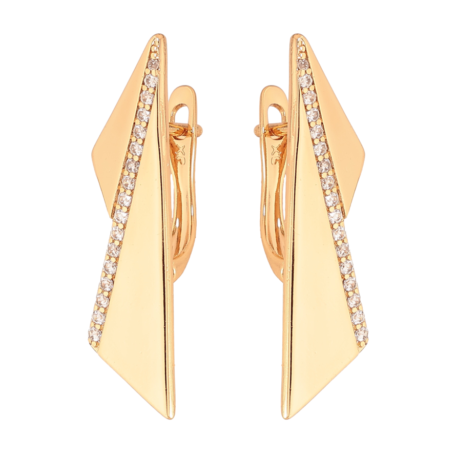 Сережки Xuping колір Позолота 18K англійський замок "Візерунок з кристалами" фото №1