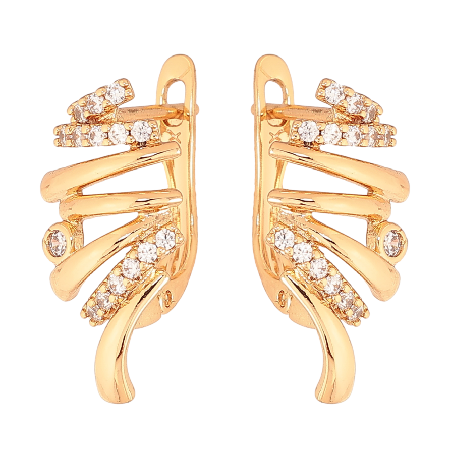 Сережки Xuping колір Позолота 18K англійський замок "Візерунок з кристалами" фото №1