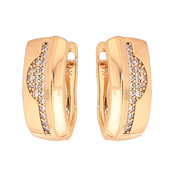 Сережки Xuping колір Позолота 18К англійський замок "Візерунок з кристалами" фото №4 Сережки Xuping колір Позолота 18К англійський замок "Візерунок з кристалами" фото №4