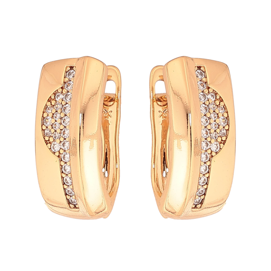 Сережки Xuping колір Позолота 18К англійський замок "Візерунок з кристалами" фото №1