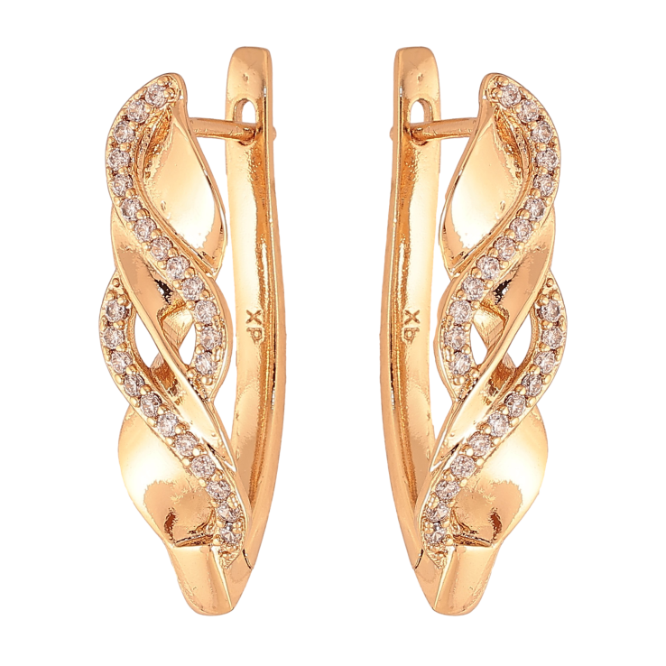 Серьги Xuping цвет Позолота 18К английский замок "Узор с кристаллами" фото №17