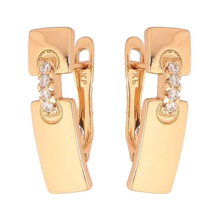 Серьги Xuping цвет Позолота 18К английский замок "Узор с кристаллами" фото №11