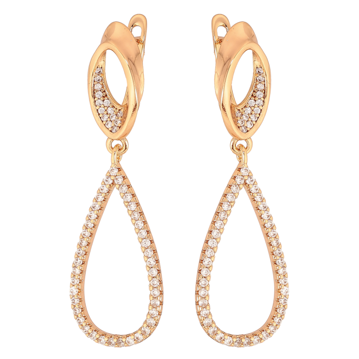 Серьги Xuping цвет Позолота 18К английский замок "Изящные подвески с кристаллами" фото №12