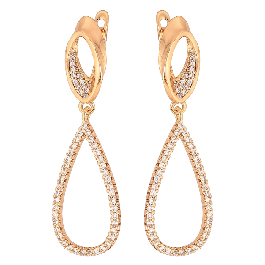 Серьги Xuping цвет Позолота 18К английский замок "Изящные подвески с кристаллами" фото №1