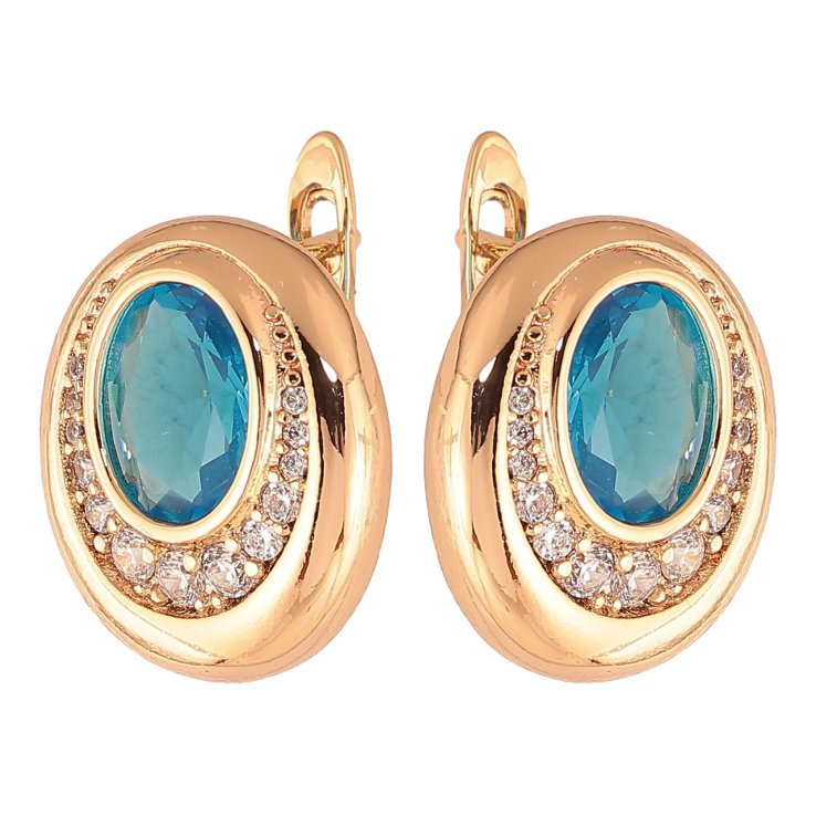 Серьги Xuping цвет Позолота 18K английский замок "Узор с голубыми кристаллами" фото №13