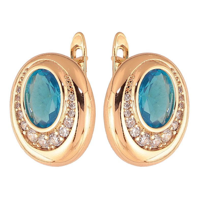 Серьги Xuping цвет Позолота 18K английский замок "Узор с голубыми кристаллами" фото №4