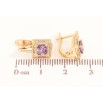 Серьги Xuping цвет Позолота 18K английский замок "Узор с сиреневыми кристаллами" фото №2