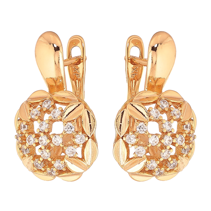 Серьги Xuping цвет Позолота 18K английский замок "Узор с кристаллами" фото №10