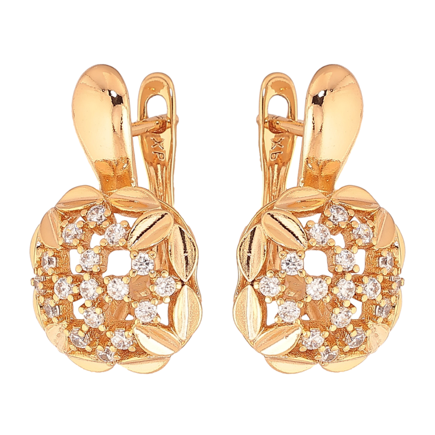 Серьги Xuping цвет Позолота 18K английский замок "Узор с кристаллами" фото №1