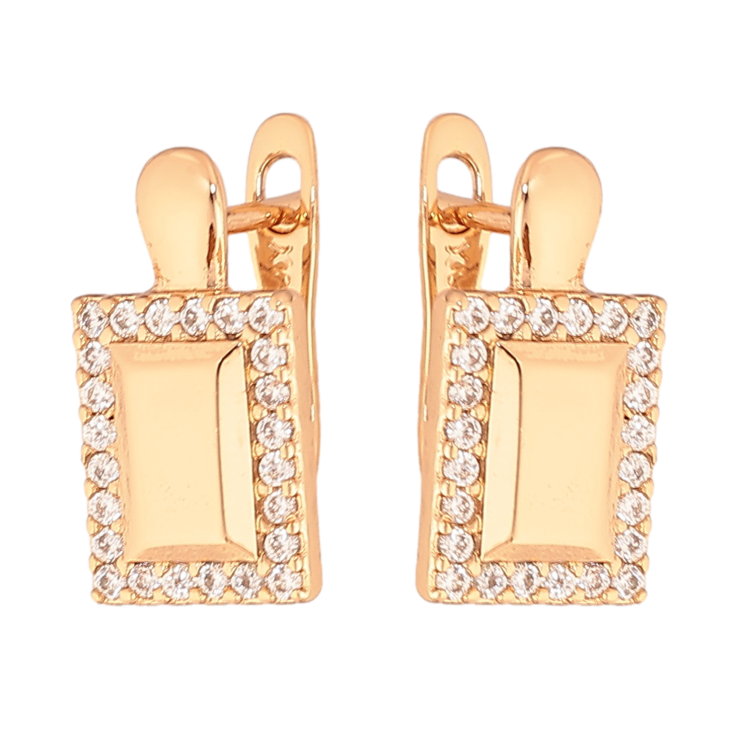 Серьги Xuping цвет Позолота 18K английский замок "Узор с кристаллами" фото №2