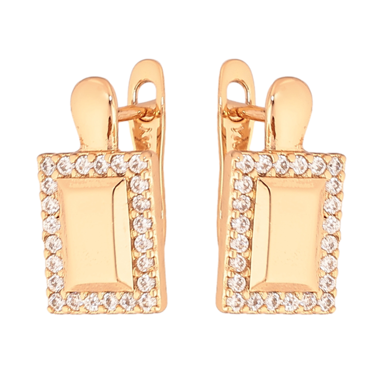 Серьги Xuping цвет Позолота 18K английский замок "Узор с кристаллами" фото №1