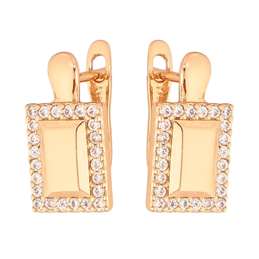 Серьги Xuping цвет Позолота 18K английский замок "Узор с кристаллами" фото №1