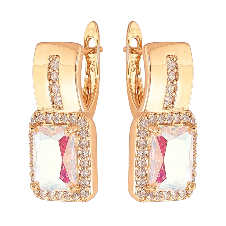 Серьги Xuping цвет Позолота 18K английский замок "Узор с радужными кристаллами" фото №22