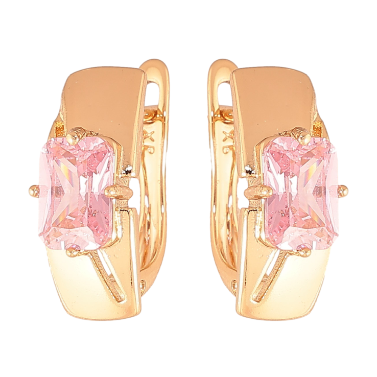 Серьги Xuping цвет Позолота 18K английский замок "Узор с розовыми кристаллами" фото №17