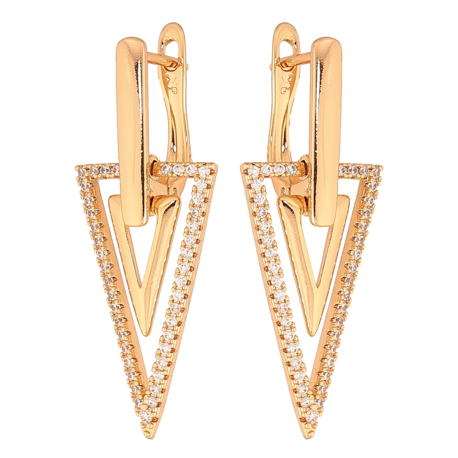 Серьги Xuping цвет Позолота 18K английский замок "Треугольные подвески с кристаллами" фото №1 Серьги Xuping цвет Позолота 18K английский замок "Треугольные подвески с кристаллами" фото №1
