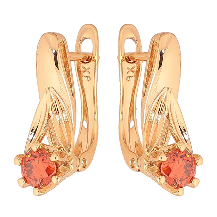 Серьги Xuping цвет Позолота 18K английский замок "Узор с красными кристаллами" фото №15