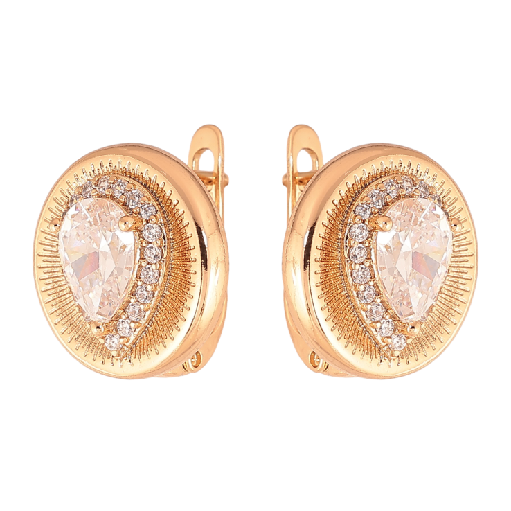 Серьги Xuping цвет Позолота 18K английский замок "Узор с кристаллами" фото №20