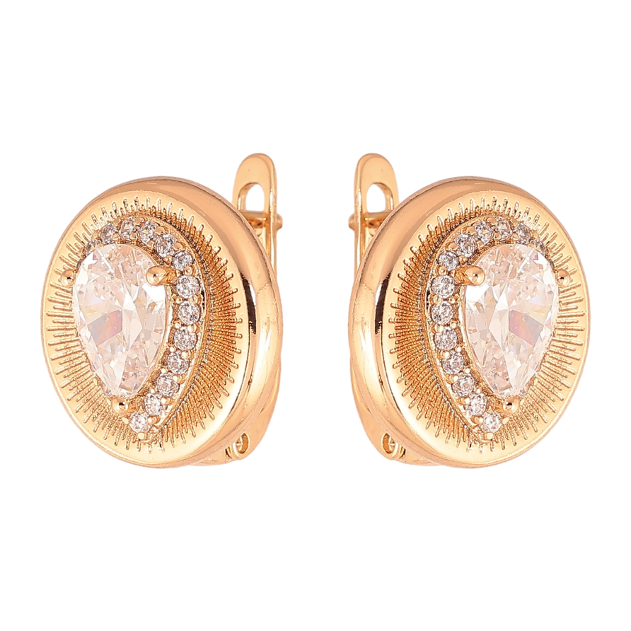 Серьги Xuping цвет Позолота 18K английский замок "Узор с кристаллами" фото №1