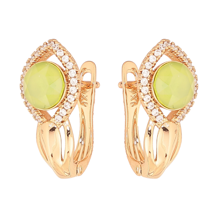 Серьги Xuping цвет Позолота 18K английский замок "Узор с лимонными  кристаллами" фото №16