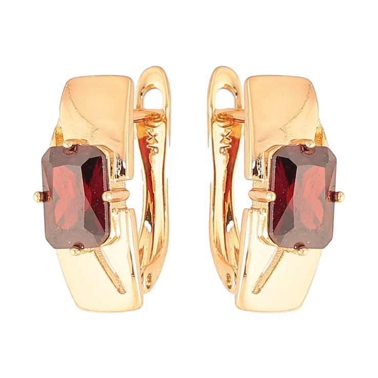 Серьги Xuping цвет Позолота 18K английский замок "Узор с красными кристаллами" фото №1 Серьги Xuping цвет Позолота 18K английский замок "Узор с красными кристаллами" фото №1