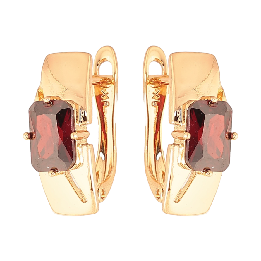 Серьги Xuping цвет Позолота 18K английский замок "Узор с красными кристаллами" фото №1 Серьги Xuping цвет Позолота 18K английский замок "Узор с красными кристаллами" фото №1