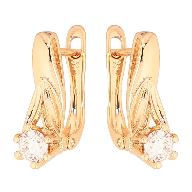 Серьги Xuping цвет Позолота 18K английский замок "Узор с кристаллами" фото №17