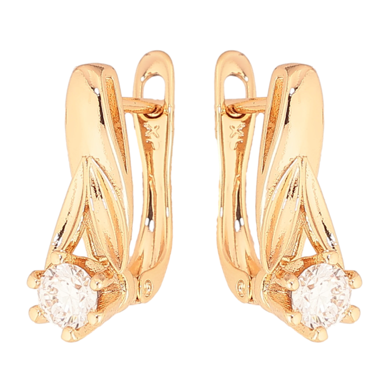 Серьги Xuping цвет Позолота 18K английский замок "Узор с кристаллами" фото №1