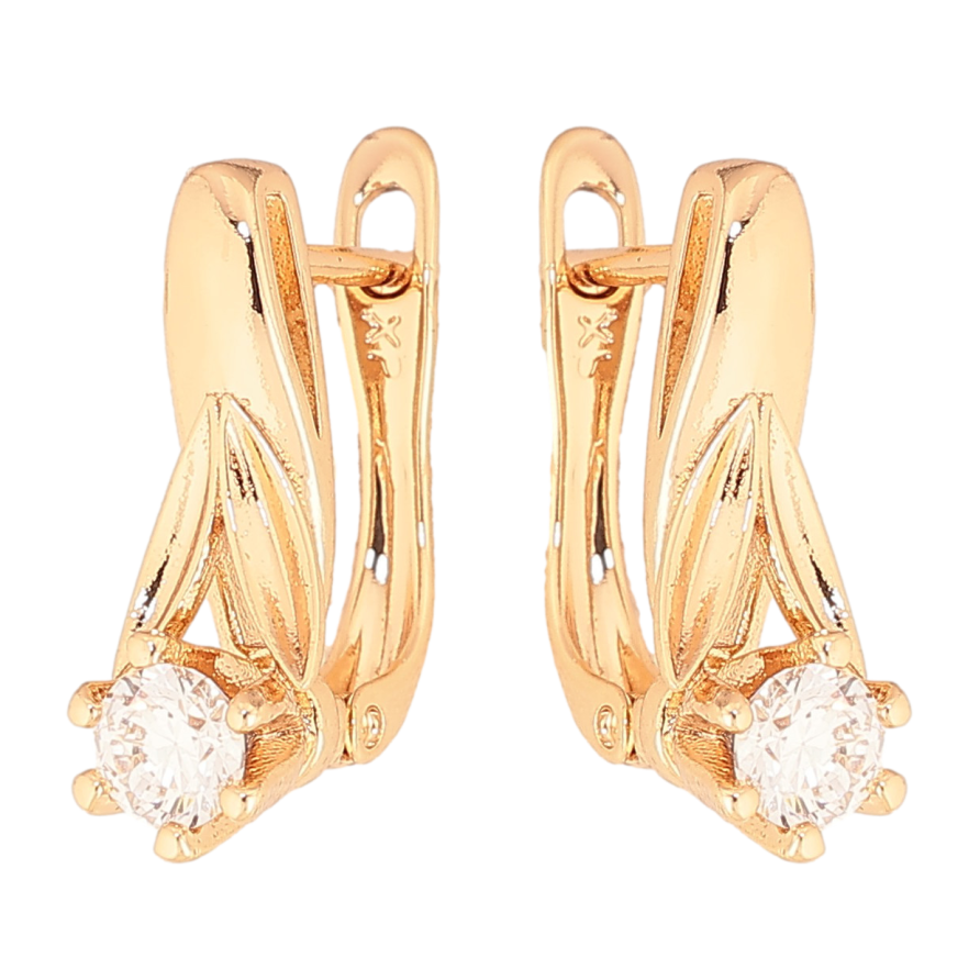 Серьги Xuping цвет Позолота 18K английский замок "Узор с кристаллами" фото №1