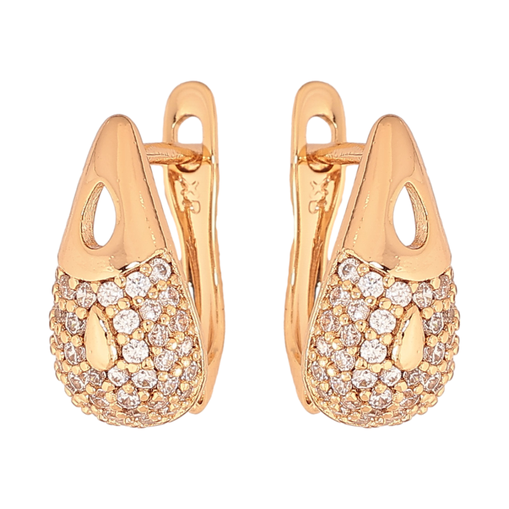 Серьги Xuping цвет Позолота 18К английский замок "Узор с кристаллами" фото №25