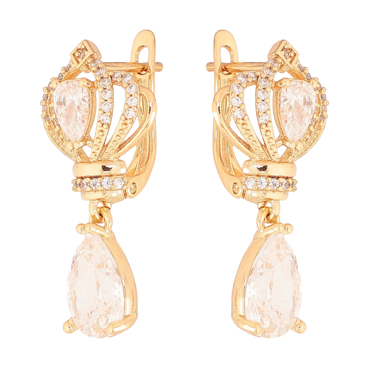 Серьги Xuping цвет Позолота 18K английский замок "Изящные подвески с кристаллами" фото №4