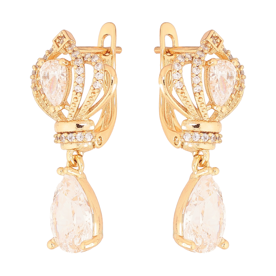 Серьги Xuping цвет Позолота 18K английский замок "Изящные подвески с кристаллами" фото №1