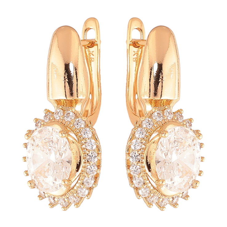 Серьги Xuping цвет Позолота 18K английский замок "Кристаллы в обрамлении" фото №10