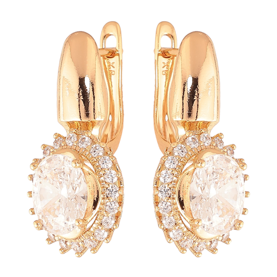 Сережки Xuping колір Позолота 18K англійський замок "Кристали в обрамленні" фото №1