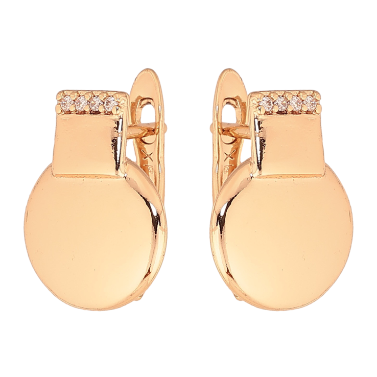 Серьги Xuping цвет Позолота 18К английский замок "Узор с кристаллами" фото №9