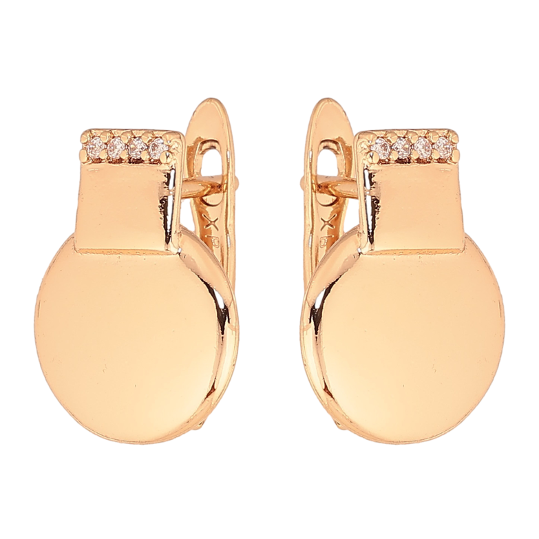 Серьги Xuping цвет Позолота 18К английский замок "Узор с кристаллами" фото №1