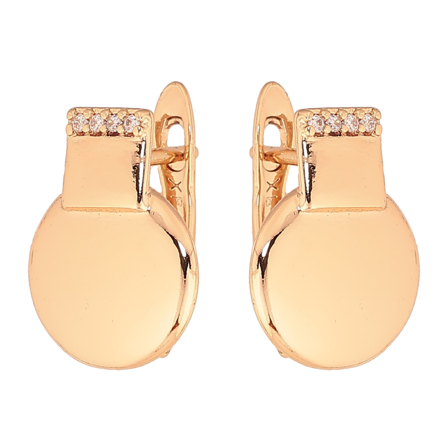 Серьги Xuping цвет Позолота 18К английский замок "Узор с кристаллами" фото №1