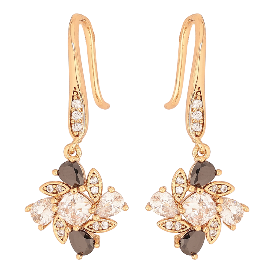 Сережки Xuping колір Позолота 18К французький замок "Підвіски з чорно-білими кристалами" фото №1