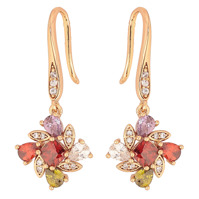 Серьги Xuping цвет Позолота 18К французский замок "Подвески с разноцветными кристаллами" фото №1