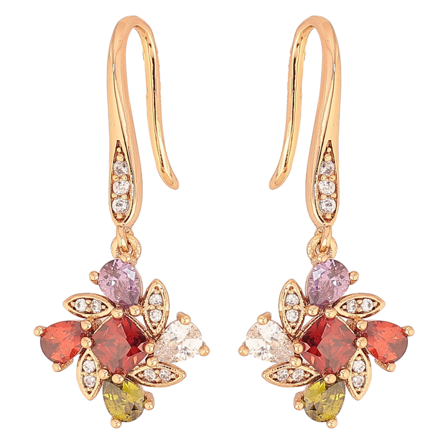 Сережки Xuping колір Позолота 18К французький замок "Підвіски з різнокольоровими кристалами" фото №1