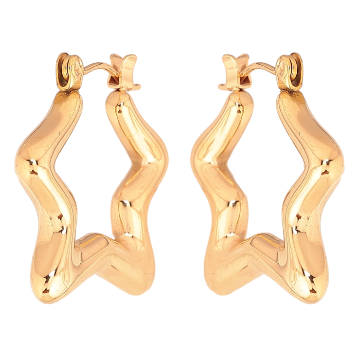 Сережки Xuping колір позолота 18K італійський замок зірки фото №4 Сережки Xuping колір позолота 18K італійський замок зірки фото №4