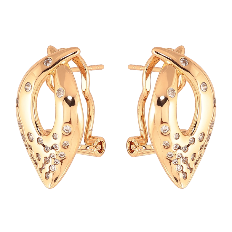 Сережки Xuping колір Позолота 18К італійський замок "Візерунок з кристалами" фото №7 Сережки Xuping колір Позолота 18К італійський замок "Візерунок з кристалами" фото №7