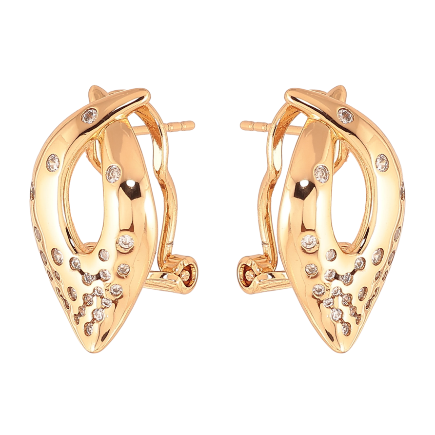 Сережки Xuping колір Позолота 18К італійський замок "Візерунок з кристалами" фото №1