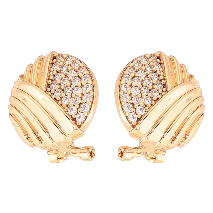 Сережки Xuping колір Позолота 18К італійський замок "Візерунок з інкрустацією кристалами" фото №4 Сережки Xuping колір Позолота 18К італійський замок "Візерунок з інкрустацією кристалами" фото №4