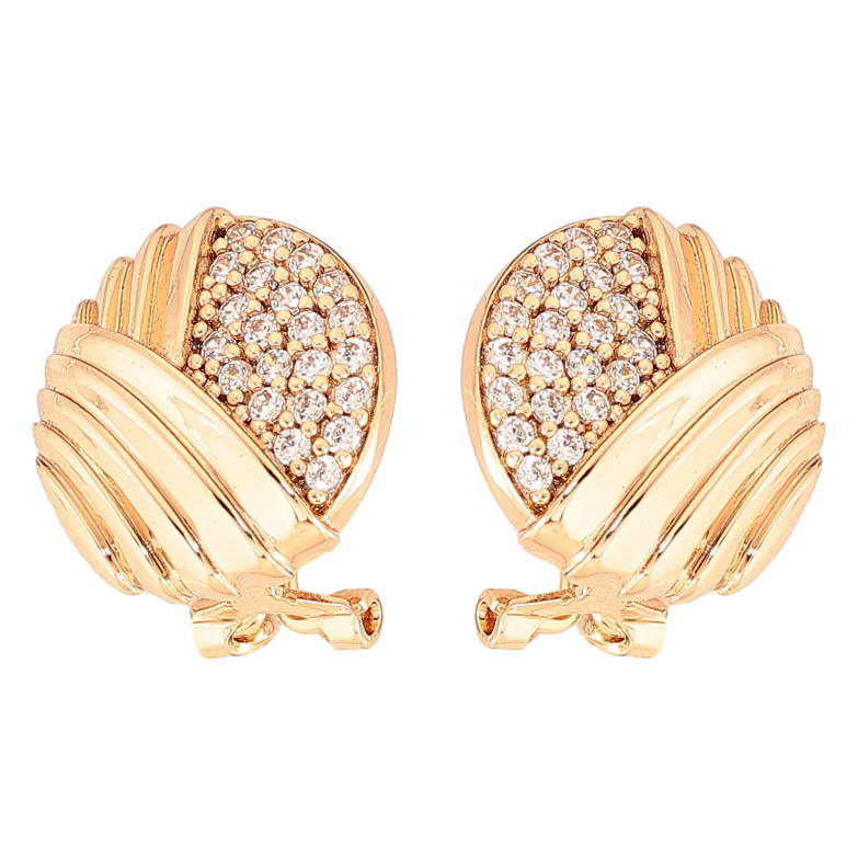 Сережки Xuping колір Позолота 18К італійський замок "Візерунок з інкрустацією кристалами" фото №1 Сережки Xuping колір Позолота 18К італійський замок "Візерунок з інкрустацією кристалами" фото №1