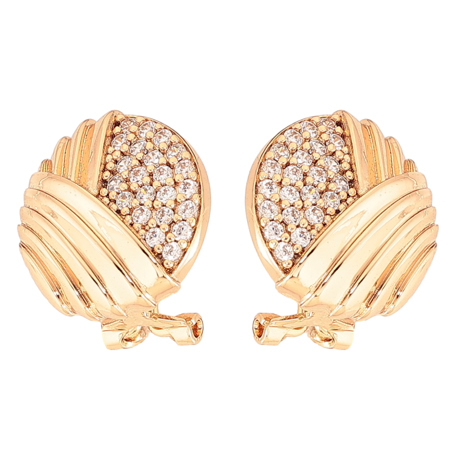 Сережки Xuping колір Позолота 18К італійський замок "Візерунок з інкрустацією кристалами" фото №1 Сережки Xuping колір Позолота 18К італійський замок "Візерунок з інкрустацією кристалами" фото №1