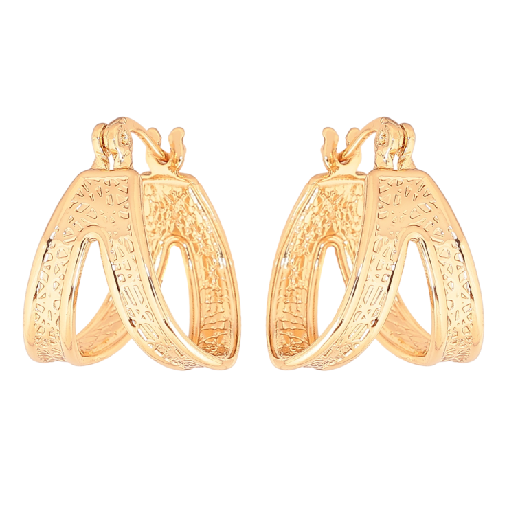 Сережки Xuping колір позолота 18K італійський замок декоративний візерунок фото №3 Сережки Xuping колір позолота 18K італійський замок декоративний візерунок фото №3