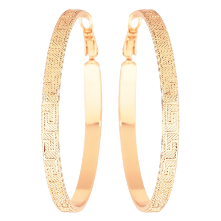 Сережки Xuping колір позолота 18K кільця (конго) грецький візерунок ø 5см фото №11