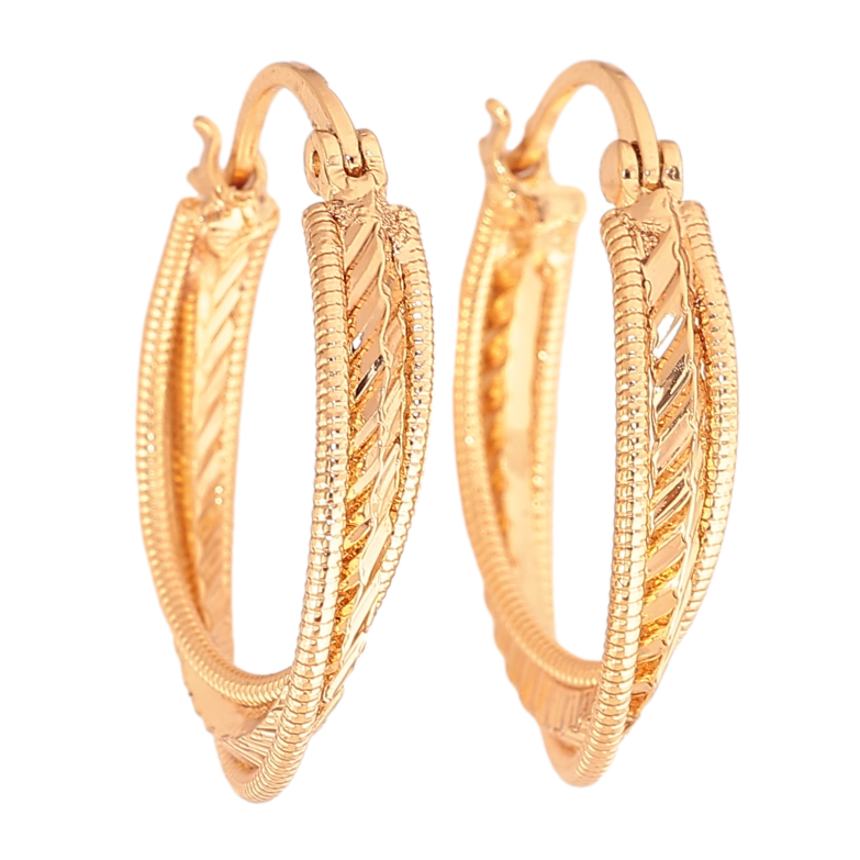 Серьги Xuping цвет позолота 18K кольца (конго) декоративный узор ø 2см фото №8