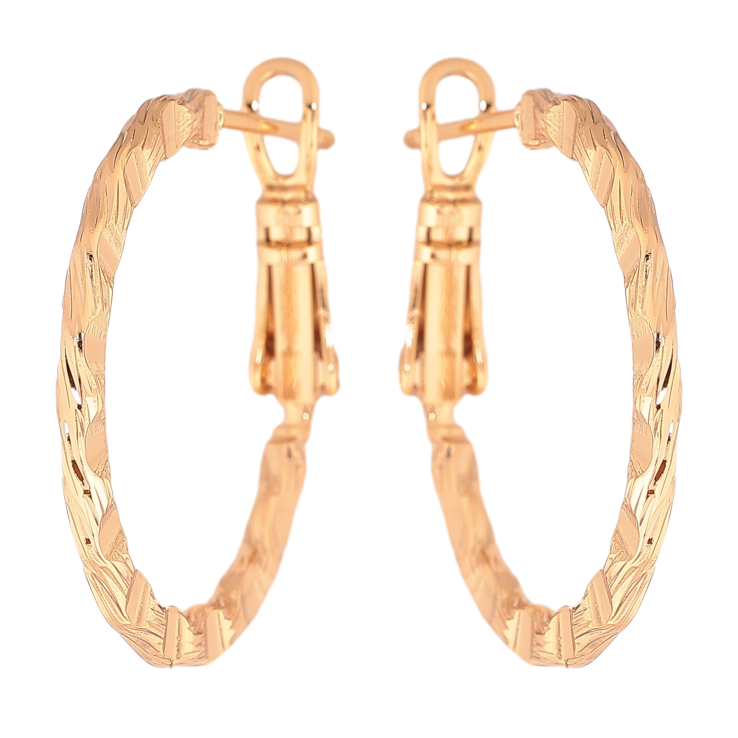 Сережки Xuping колір позолота 18K кільця (конго) декоративний візерунок ø 2.5см фото №4