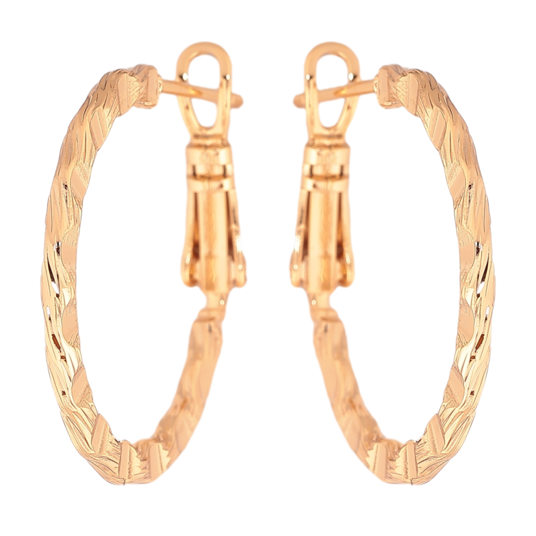 Сережки Xuping колір позолота 18K кільця (конго) декоративний візерунок ø 2.5см фото №1